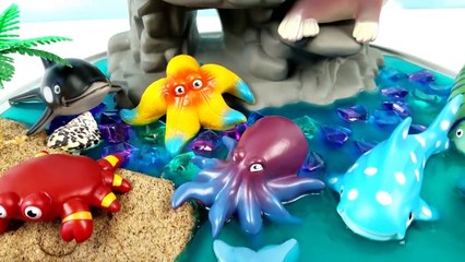 Learn Learning Names of Sea Animals Shark Kids Children DIY Peppa Pig Slime Kinetic Sand Mini Beach