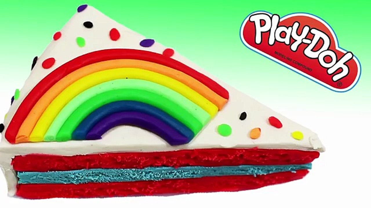 Gâteau manger amusement amusement porc jouer arc en ciel jouets vidéos Peppa español doh