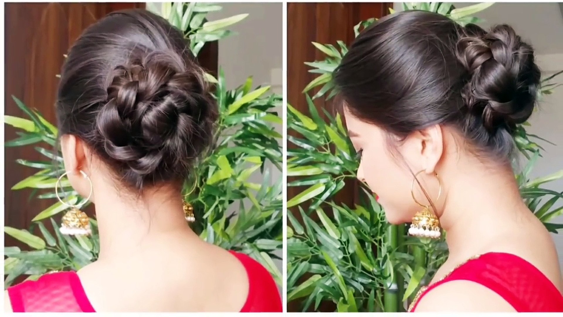2 quick&easy indian bun hairstyles for saree/anarkali/lehnga//party  hairstyles for medium/long hair