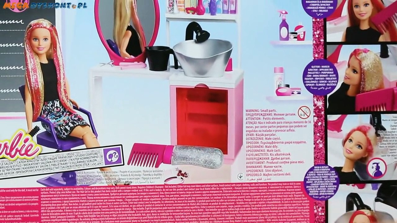 Barbie Brokatowy Salonik Fryzjerski z Lalką - Super Zabawa w Fryzjera! / Barbie Sparkle Style Salon