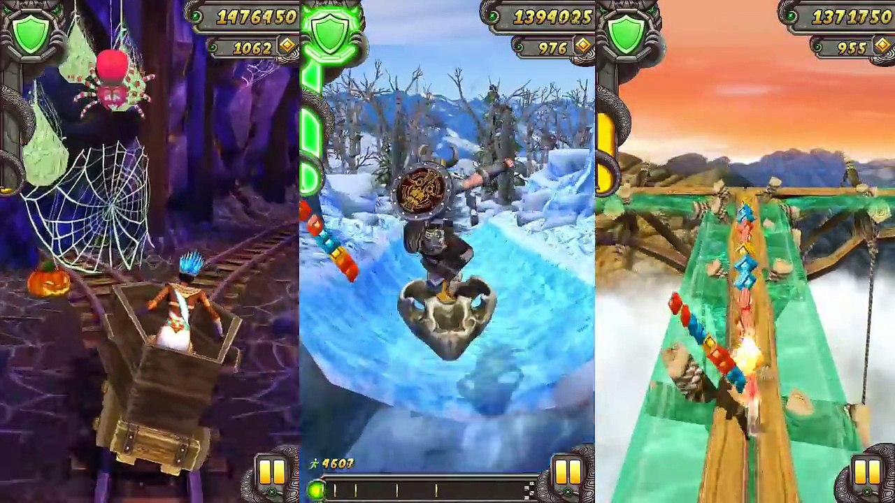 Temple Run 2: Spooky Summit VS Frozen Shadows VS Sky Summit (Each Charer Run 10 Kms) HD