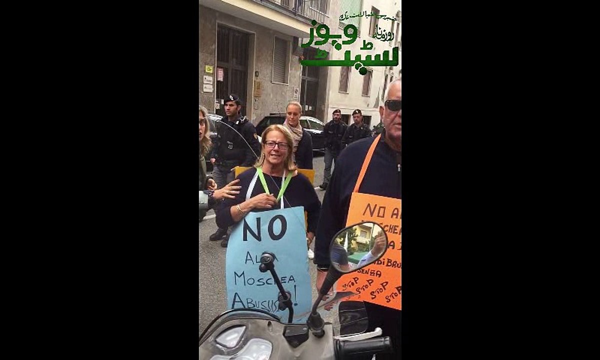 Nationalists protesting against Muslims in Milan Italy