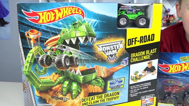 HOT WHEELS Monster Jam Dragon Blast Challenge Toy Trucks Grave Digger Iron Man Wolverine