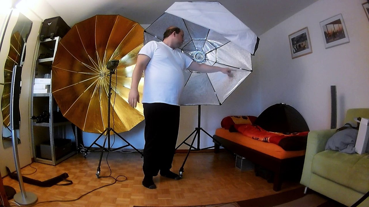 walimex Reflexschirm schwarz:gold, 180cm