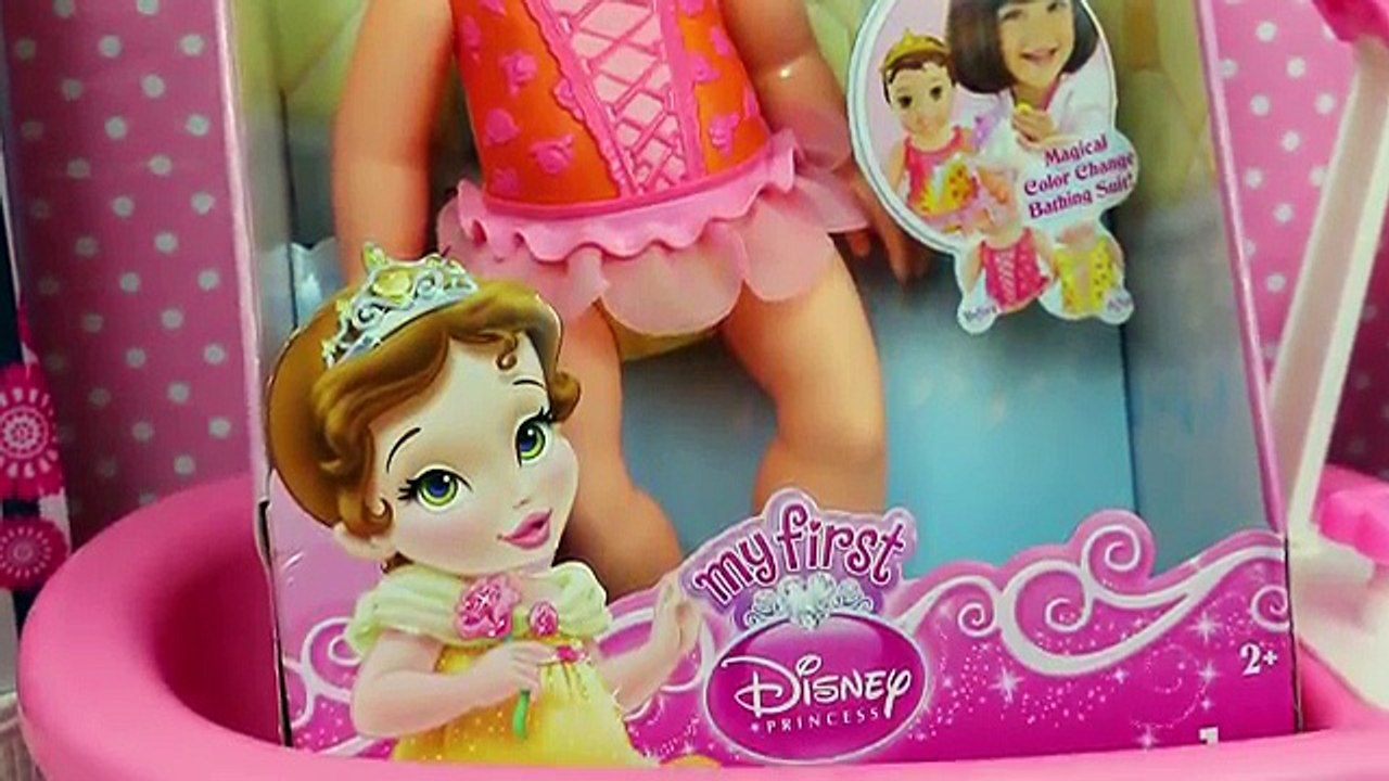 Disney Princess Secret Reveal Baby Belle Bath Time Doll!Color Changer Orbeez bathtub! Blin