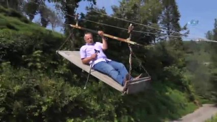 Engelli Vatandaş Evine İlkel Teleferikle Ulaşım Sağlıyor