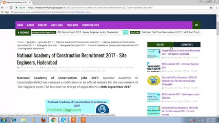 Latest Govt Jobs 2017 | National Academy of Construction Recruitment 2017 | Site Engineers
