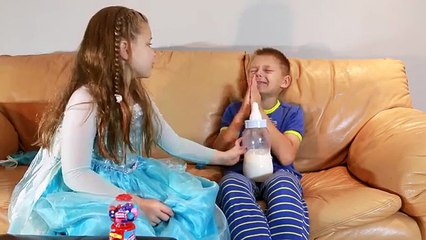 Y bebé mala botella congelado gracioso Metro magia pernicioso Leche superhéroes en Gumballs elsa vs irl