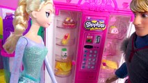 Barbie Vending Machine of Shopkins Season 3 with Disney Frozen Queen Elsa, Prince Hans, Doll Video