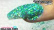 Mint shimmer Acrylic nails | Madam Glam gel polish | w7 nail dust