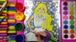 Colouring Barbie in a Pink Dress Coloring Pages for Kids to learn to color and paint with watercolor