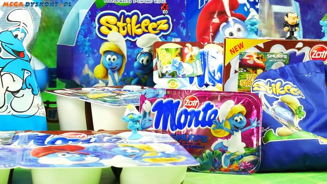 Smerfne Przysmaki - Smerfy: Stikeez Lidl & Monte & Haribo & Mlekołaki - Bajki dla dzieci i unboxing