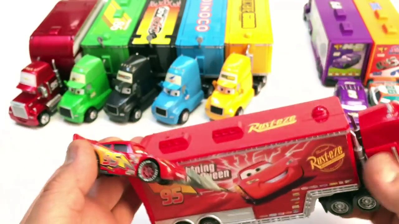 Disney Pixar Cars Racers Haulers Lightning Mcqueen Mack Hauler Learn Colors With Piston cup racers