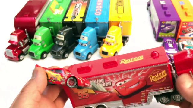 Disney Pixar Cars Racers Haulers Lightning Mcqueen Mack Hauler Learn Colors With Piston cup racers