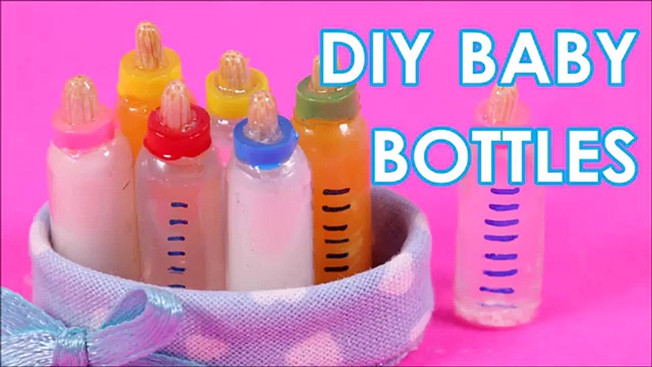 DIY miniature Baby Bottles ~ with Milk, Water, and Orange Juice