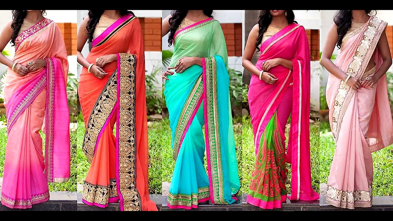 Border Attached Designer Sarees In Classy Color Combinations