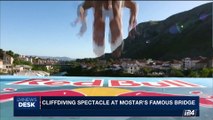 i24NEWS DESK | Cliffdiving spectacle at mostar's famous bridge | Sunday, September 17th 2017