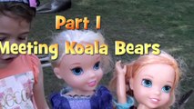 Anna and Elsa Toddlers Trip Koala Zoo # 1 Vacation Meet Animals Disney Frozen Dolls Toys In Action