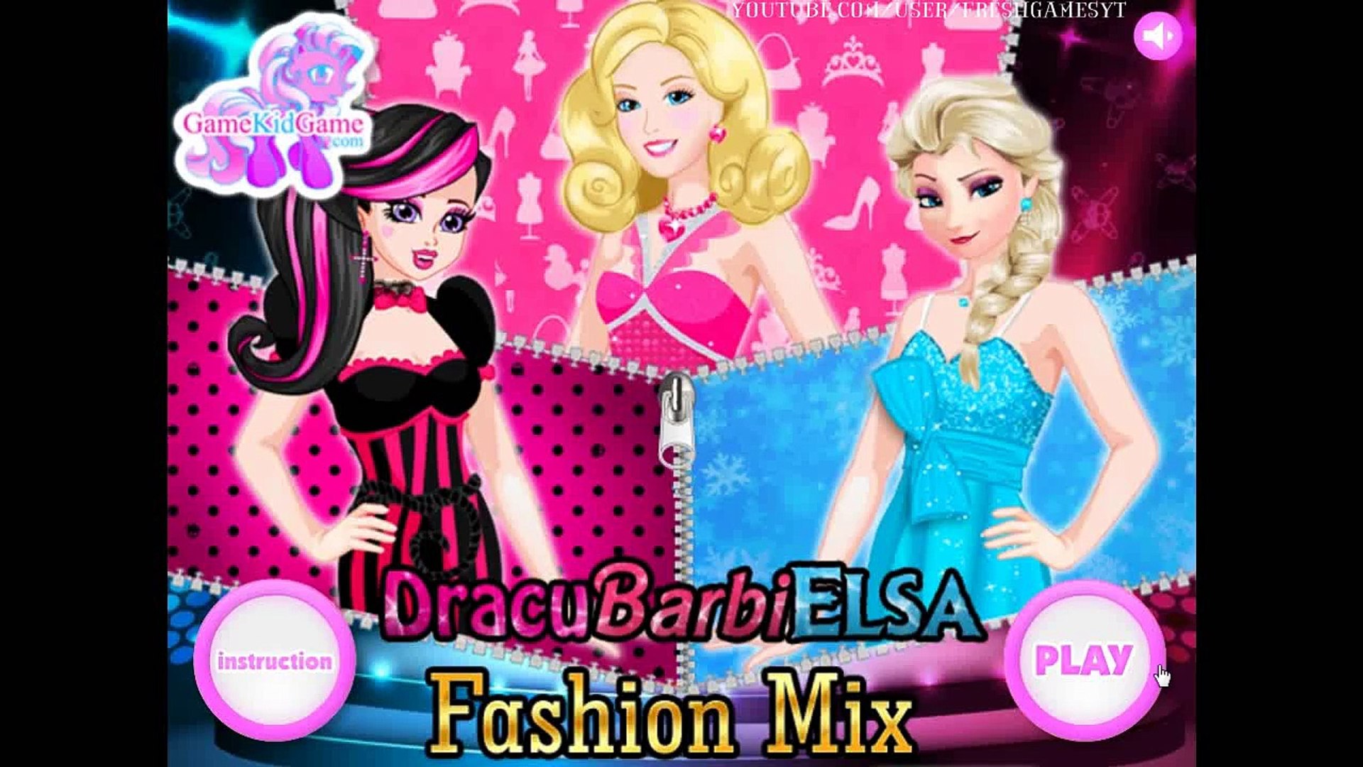 Frozen Elsa Draculaura and Barbie - Fashion Mix Game – Видео