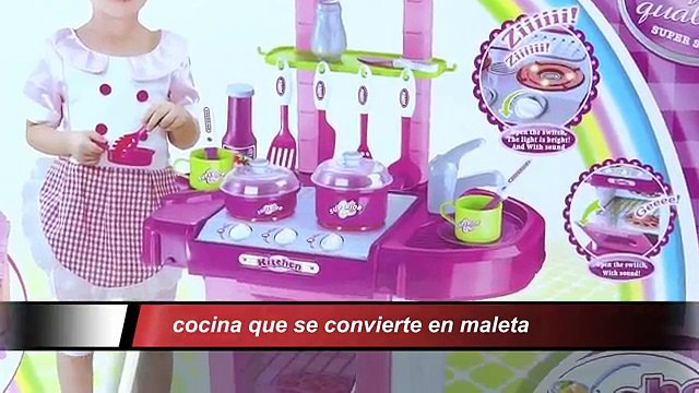 Cocina de Juguete Cocinita Para niñas Con Accesorios Se Convierte En Maleta Luces y Sonidos
