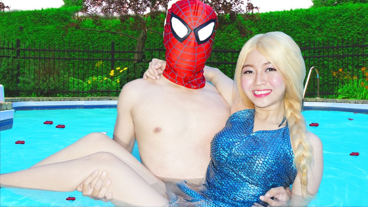 Frozen Elsa’s POOL SURPRISE! Red Riding Hood Children's Story Spiderman Superman Funny in Real Life