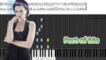 Part of Me Piano (Sheet Music Cover) __ Katy Perry Lyrics -- Synthesia Piano Tutorial - YouTube