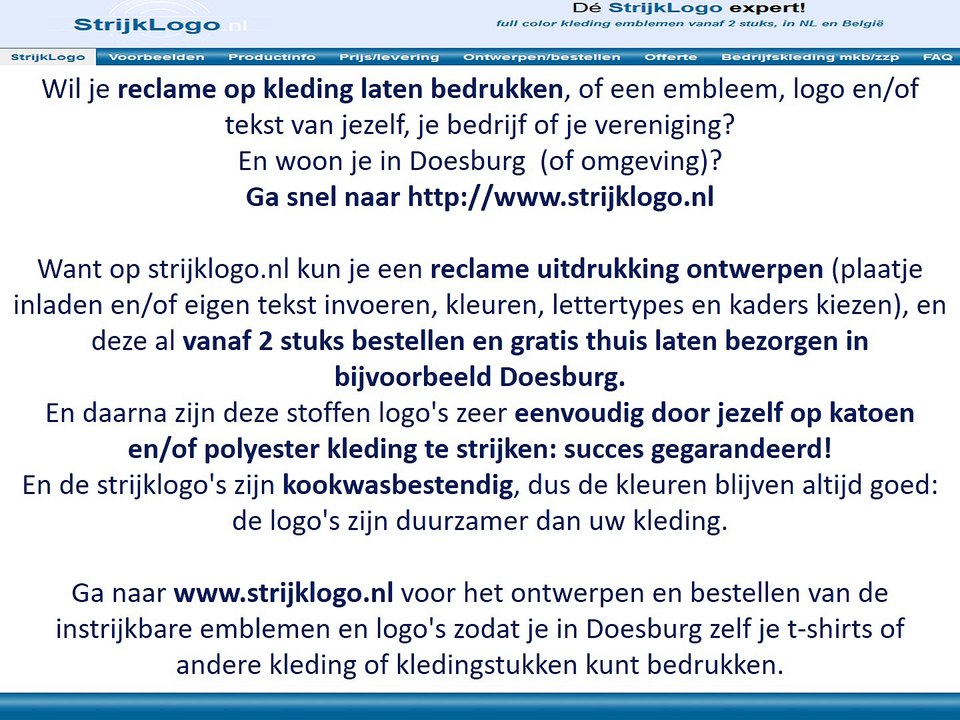 Reclame kleding bedrukken Doesburg
