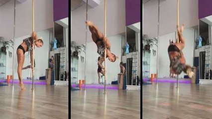 Pretty Pole Girl Forgot To Turn The Gravity Off