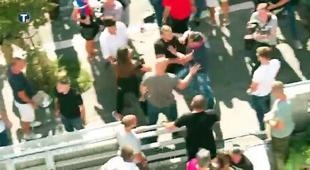 Napad na novinarku Pinka na protestu Dveri