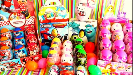 50 Kinder Surprise Eggs, Hello kitty, Cars 3, Monsters, Spongebob, Pixar, Mickey Mouse , Peppa Pig