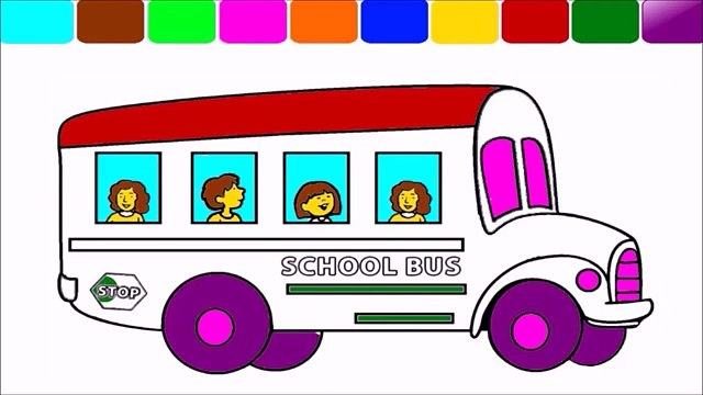 School Bus Coloring Pages Funny to Learn Colors - Fun Activity Coloring For Kid And Childr