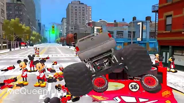 HULK & Mickey Mouse FUN!! Custom Green Lightning McQueen CARS Colors! + Children Songs & R