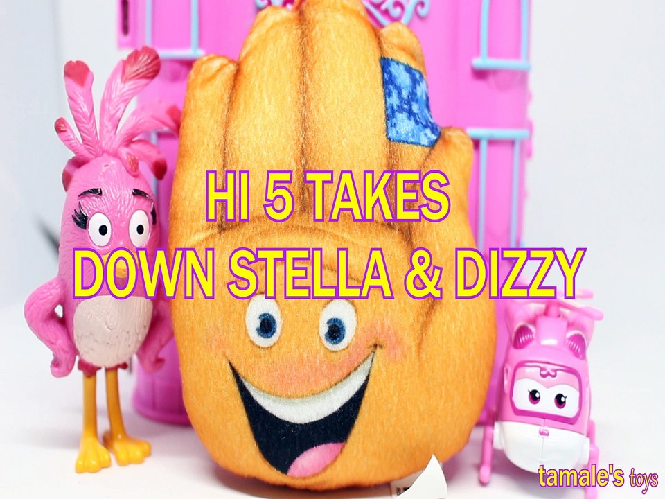 HI 5 TAKES DOWN STELLA & DIZZY TOYS PLAY DREAMWORKS ANGRY BIRDS SUPER WINGS TRANSFORM A BOT EMOJI FILM