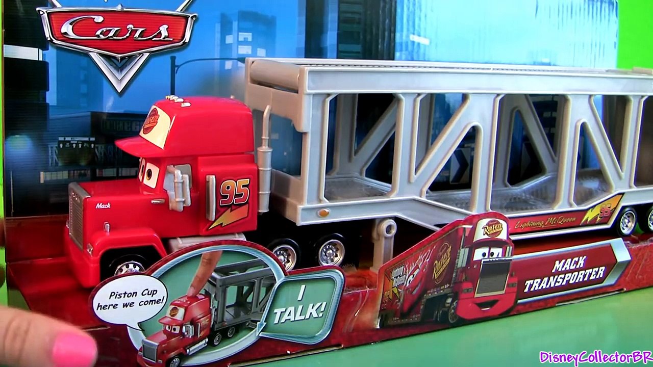 Talking Mack Truck Ramp Transporter + Bug Mouth Lightning McQueen Cars by Funtoys Disney Toy Review