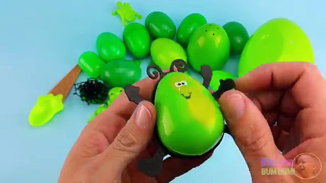Learn Colours with Surprise Eggs! GREEN!