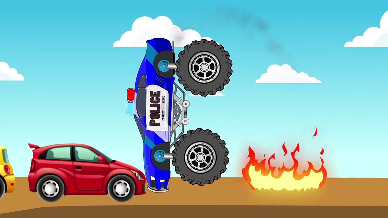 Monster Car Police & Mac Truck Transportation – Fun Race - Learning Videos for Kids Nursery Songs