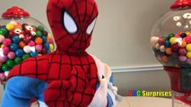 SPIDERMAN GIANT Dubble Bubble Gumball Machine Learn Colors with Bubble Gum Balls ABC Surprises