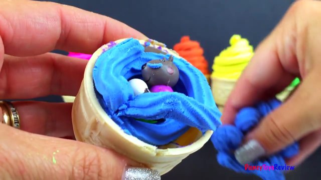 Play Doh Surprise Icecream Soft Serve with Peppa Pig Lion Mater Shopkins Disney Fairy