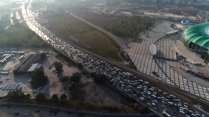 Bursa'da Okul Trafiği Yoğunluğu Havadan Görüntülendi