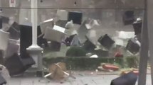 Powerful Gusts Sweep Away Chairs and Tables on Romanian Cafe Terrace