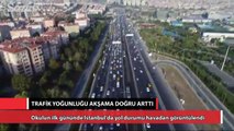 Okulun ilk gününde İstanbul trafiği havadan görüntülendi