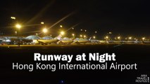 Hong Kong International Airport Runway at Night