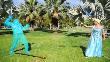 Frozen Elsa Giant Chocolate bar w Spiderman vs Jack Frost Kids Movie IRL