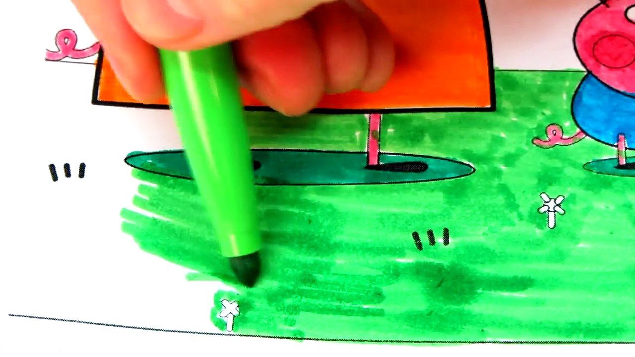 Peppa Pig Mummy Pig George Pig Rebecca Rabbit Miss Rabbit Coloring Book Pages Learning Colors Video