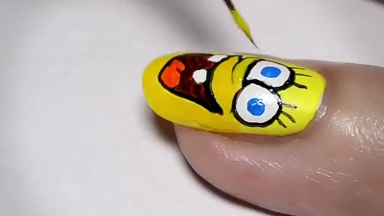 Мультяшный маникюр Губка Боб