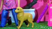 Barbie va de paseo en su nueva bicicleta con sus perritos - juguetes Barbie en español toys