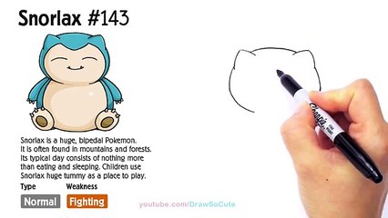 How to Draw Pokemon Snorlax Cute step by step Easy