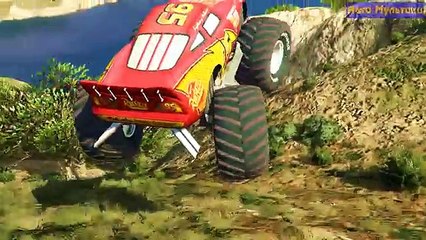 Spiderman with Lightning McQueen MONSTER TRUCK in Cars Cartoon with Songs for Children and Kids