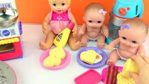 Baby Dolls Twin Babies Lil Cutesies Doll Eating Play Doh Food Cooked for Breakfast Toy Videos