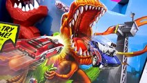 T-Rex Dinosaur Take Down Hot Wheels Cars Track Playset   Jurassic World Matchbox Toy Unboxing